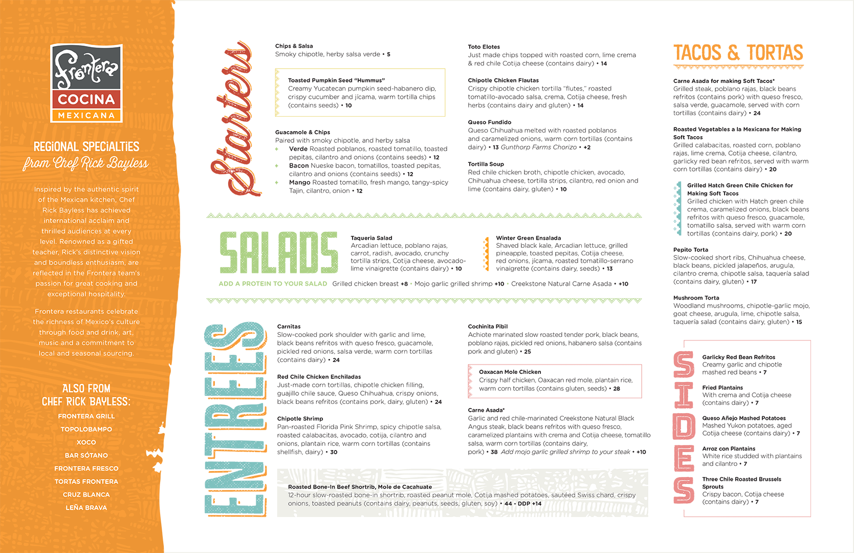 Frontera Cocina Menu